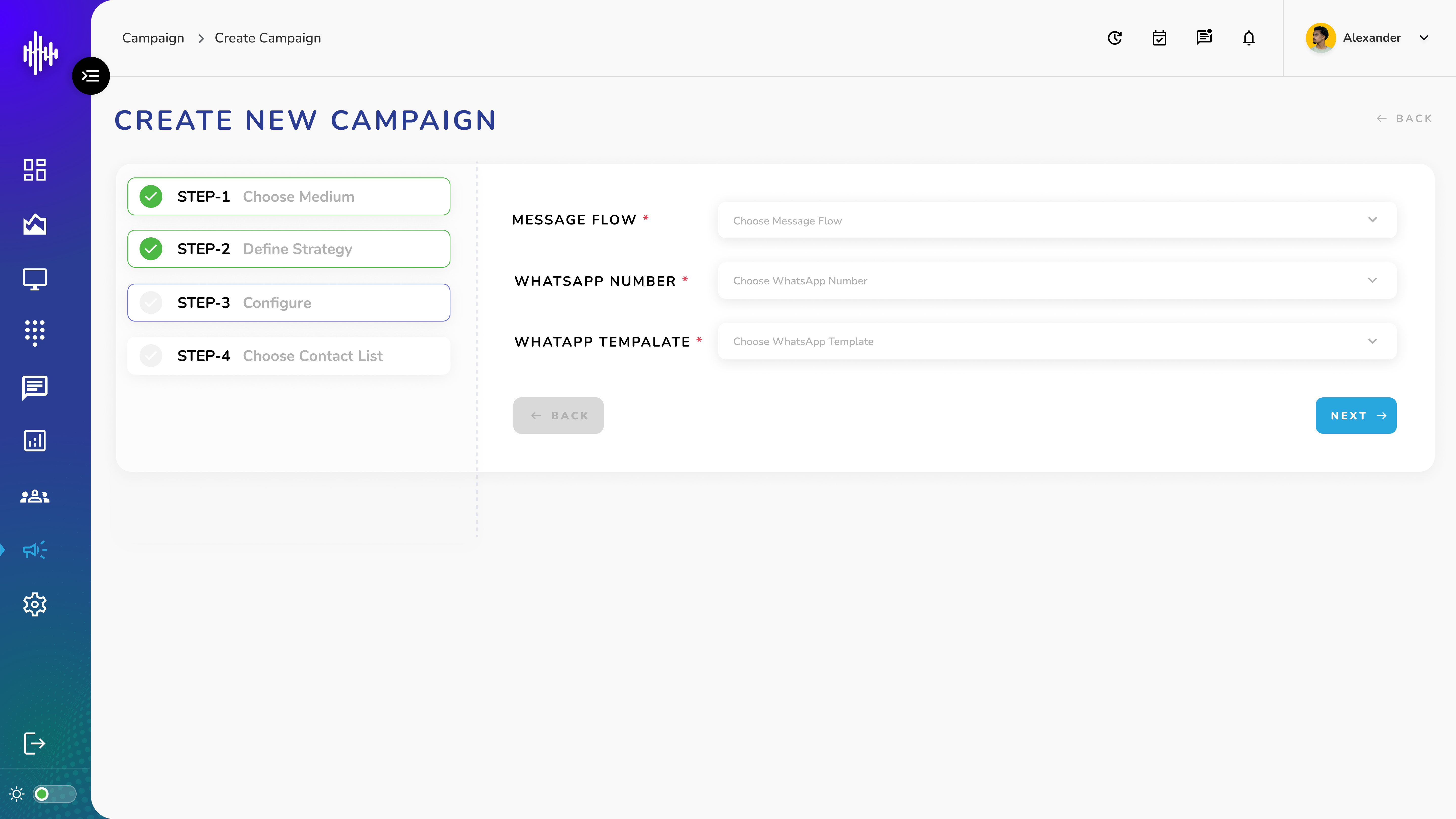 Campaign - Message - Step 3: Configure - For WhatsApp